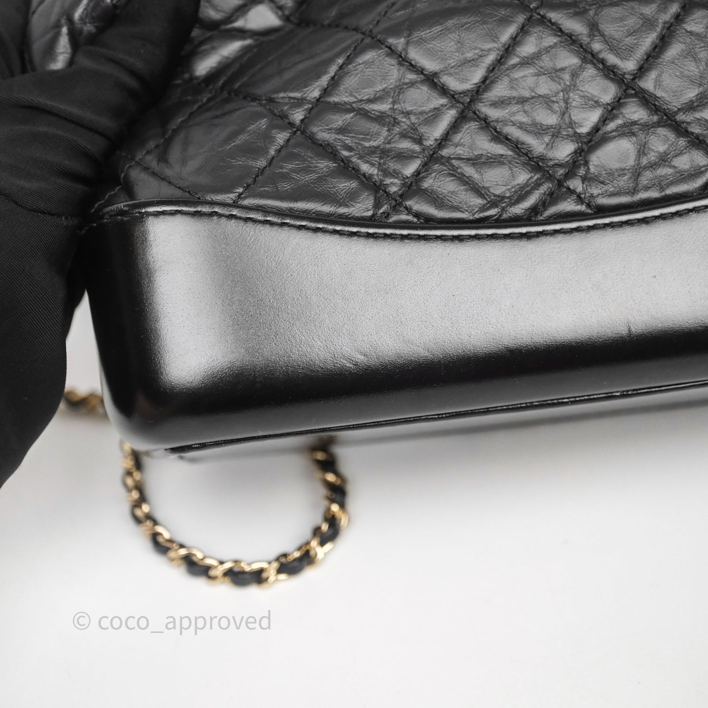 Chanel Small Gabrielle Backpack Quilted Black Aged Calfskin