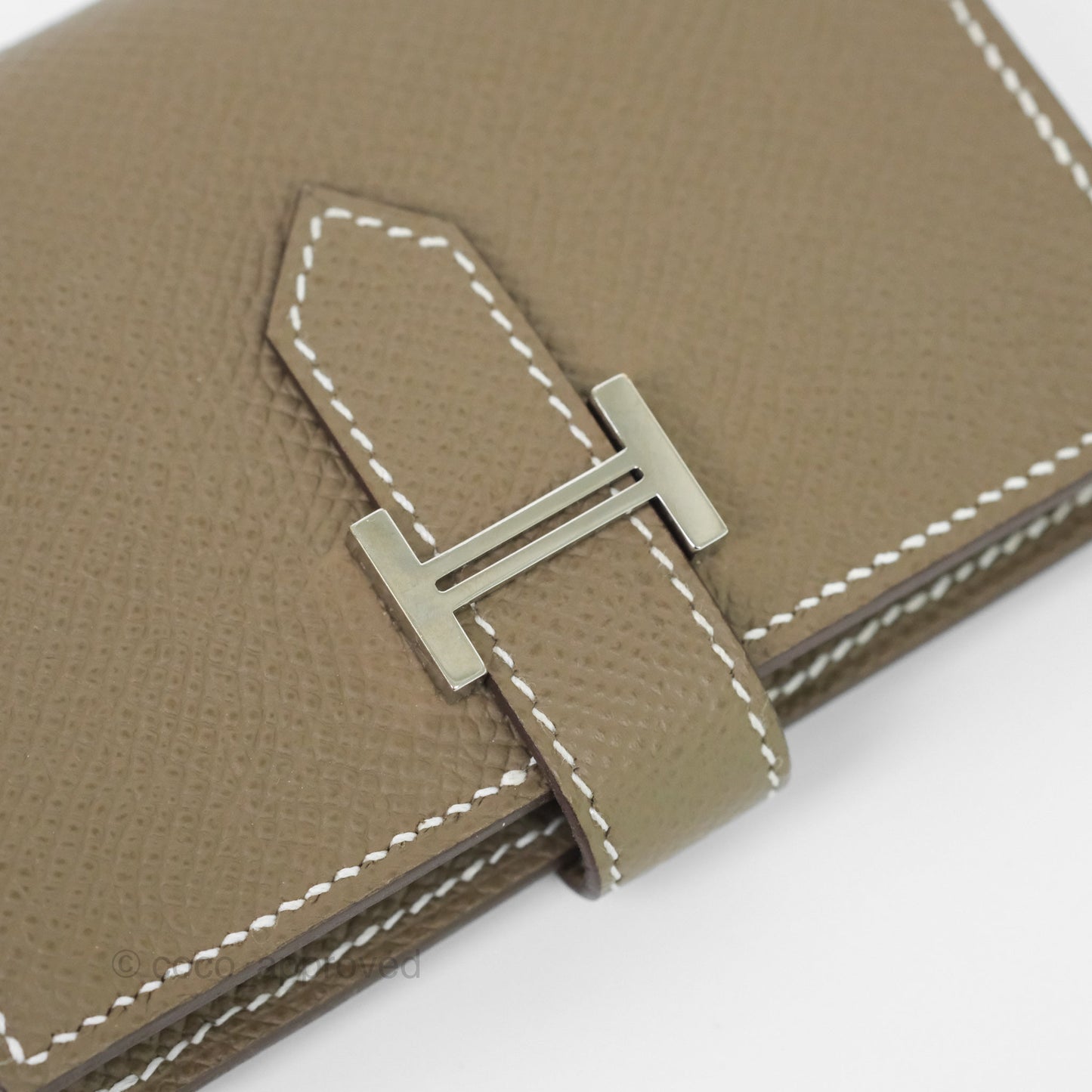 Hermes Bearn Card Holder Etoupe Epsom Palladium Hardware