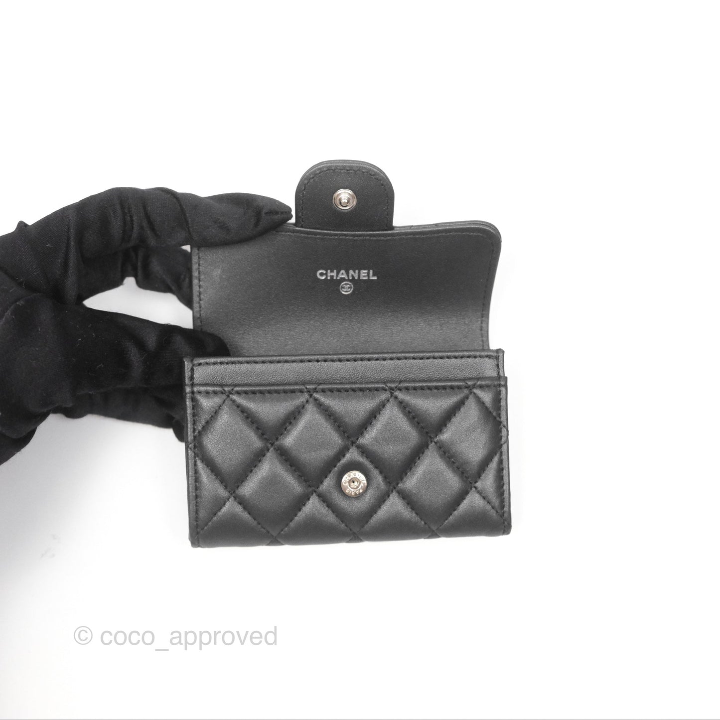 Chanel Classic Flap Card Holder Quilted Iridescent So Black