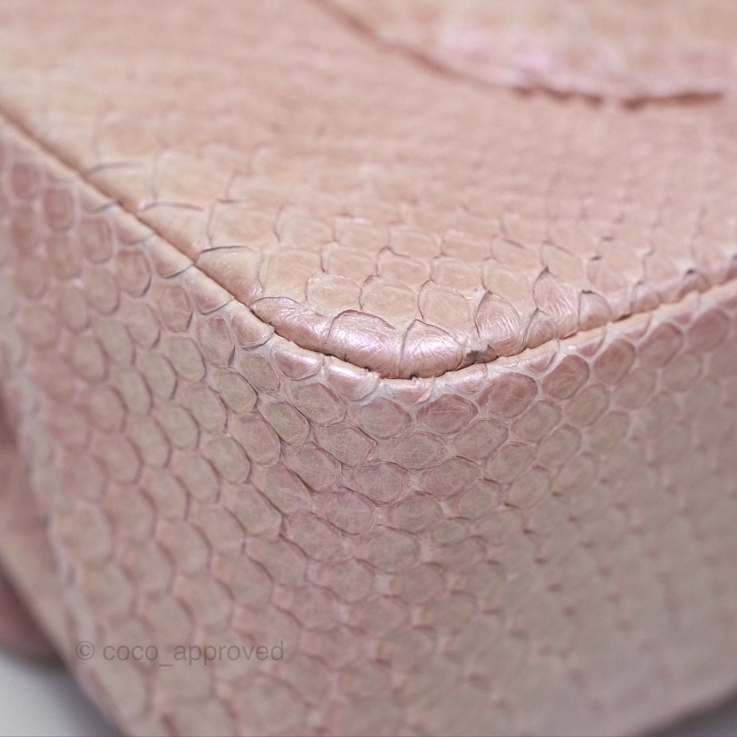 Chanel Classic M/L Medium Flap Quilted Iridescent Pink Python Gold Hardware