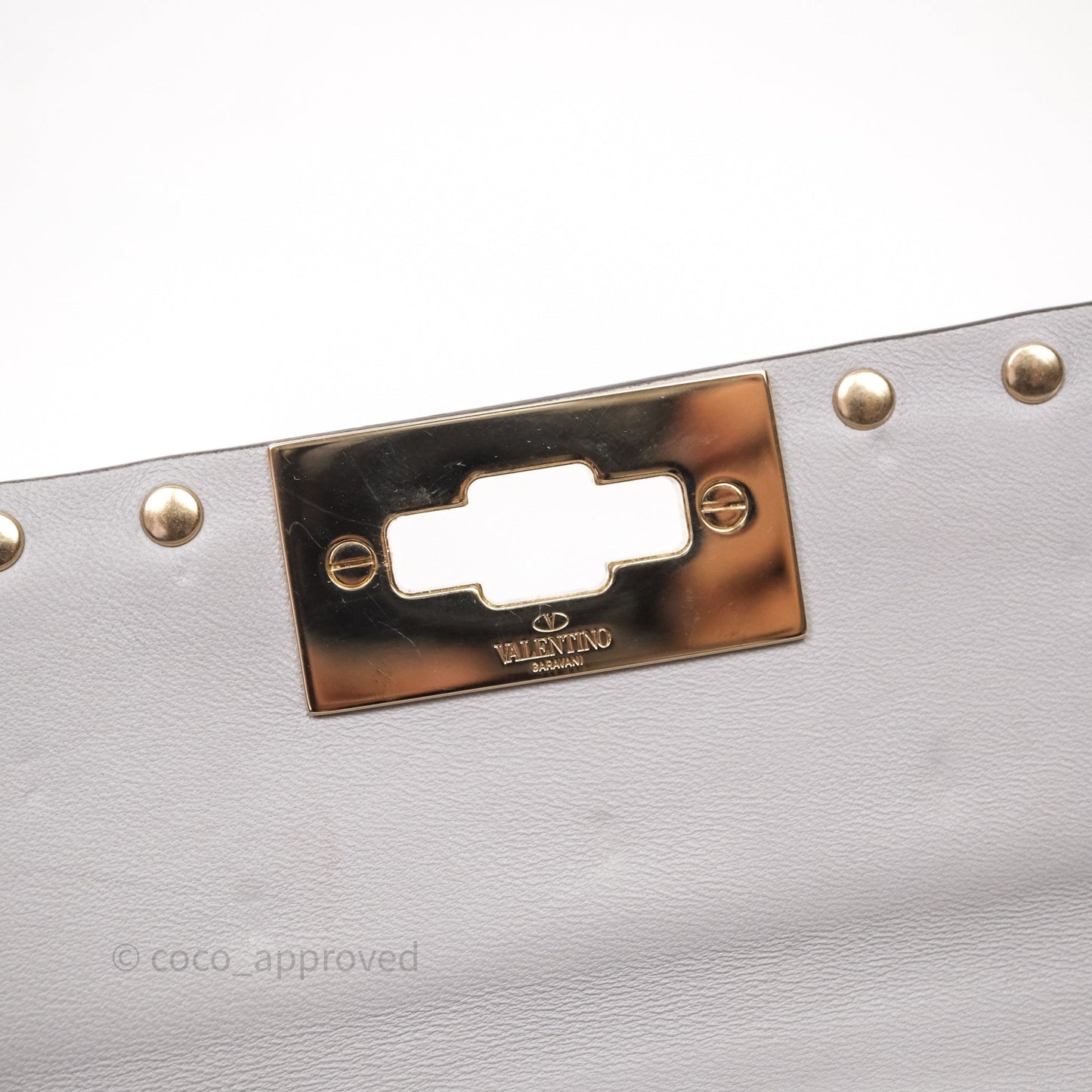 Valentino Small Nappa Rockstud Spike Bag Grey Gold Hardware