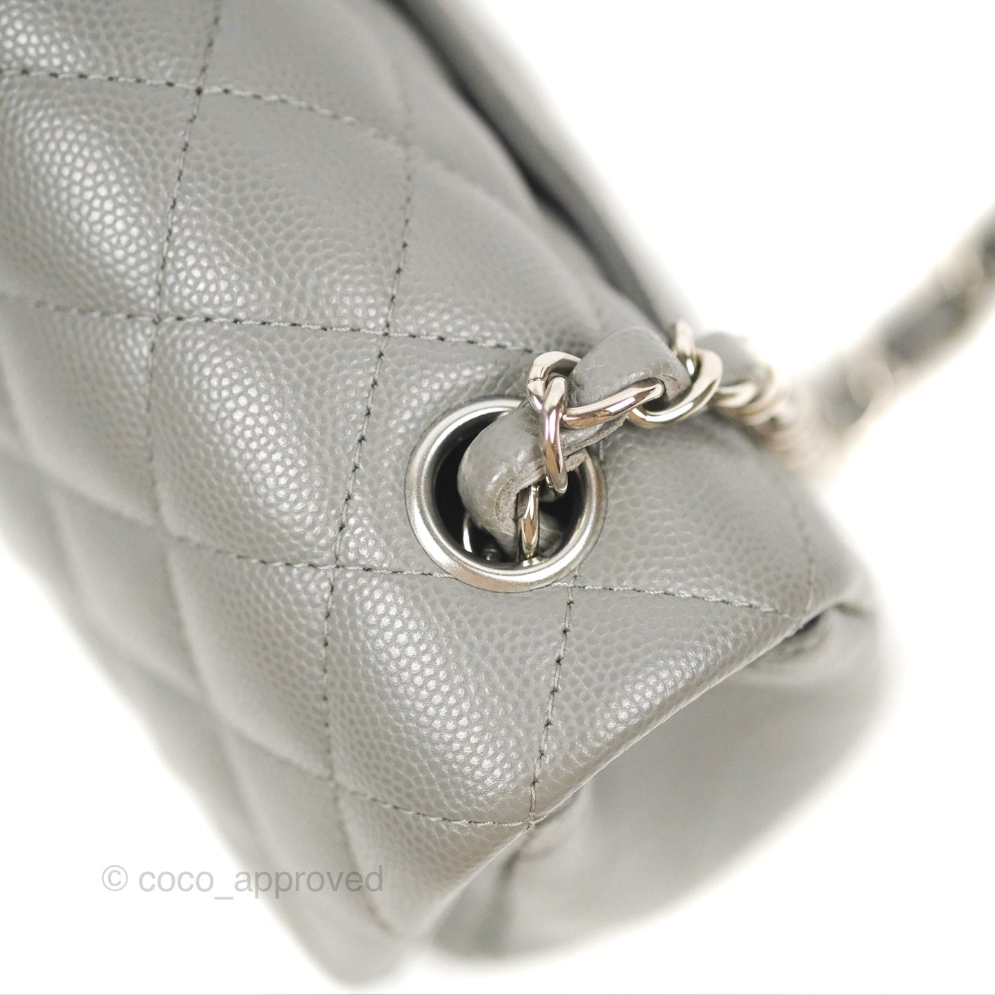 Chanel Quilted Mini Rectangular Flap Grey Caviar Silver Hardware 17B