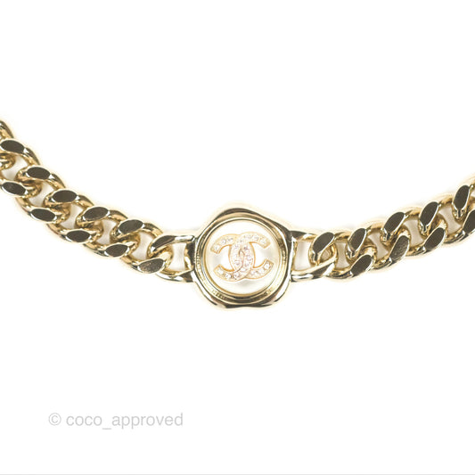 Chanel Chain Pearl CC Choker Gold Tone 22S