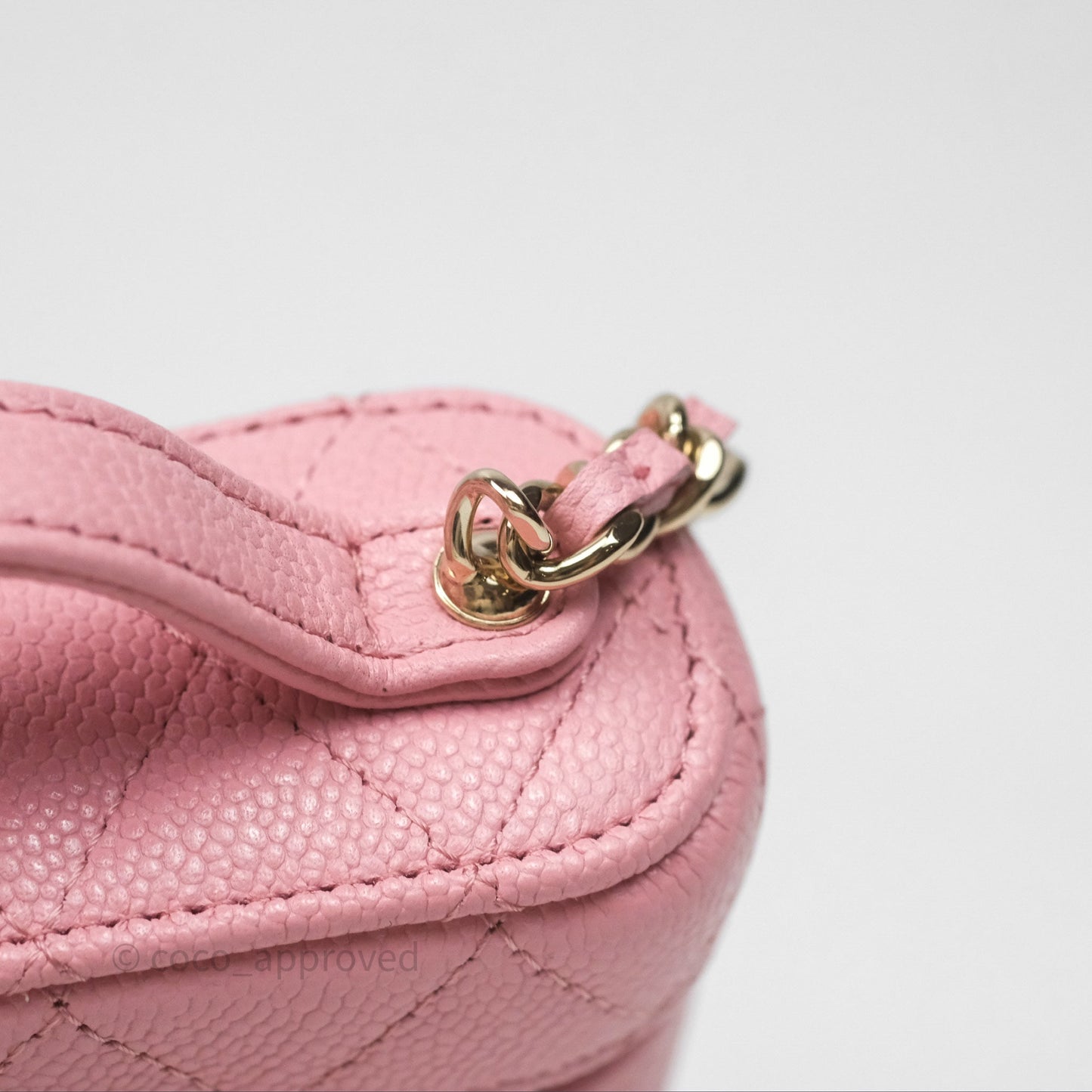 Chanel Quilted Mini Handle With Care Vanity Case With Chain Pink Caviar Gold Hardware