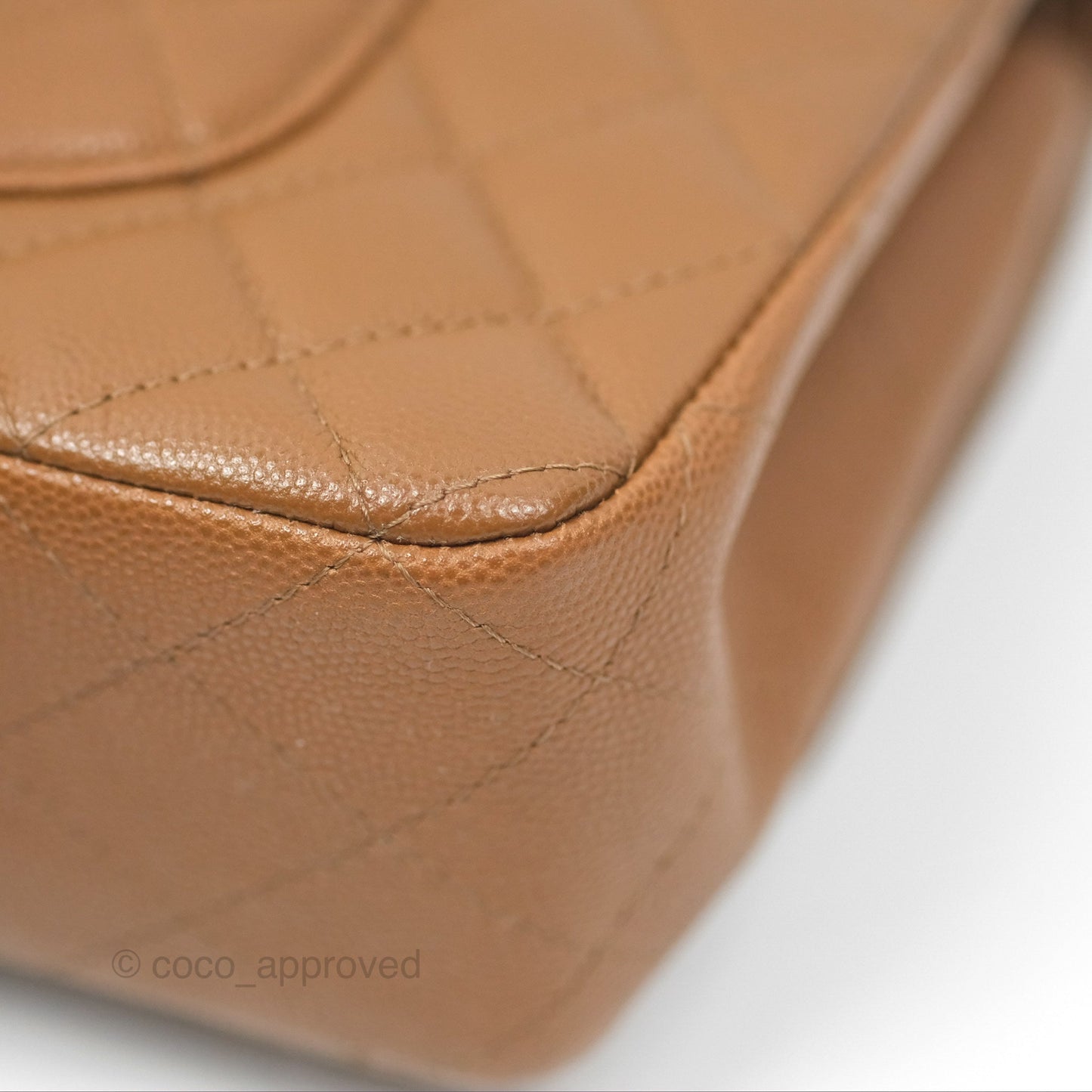 Chanel Classic M/L Medium Flap Quilted Brown Caviar Gold Hardware 17C