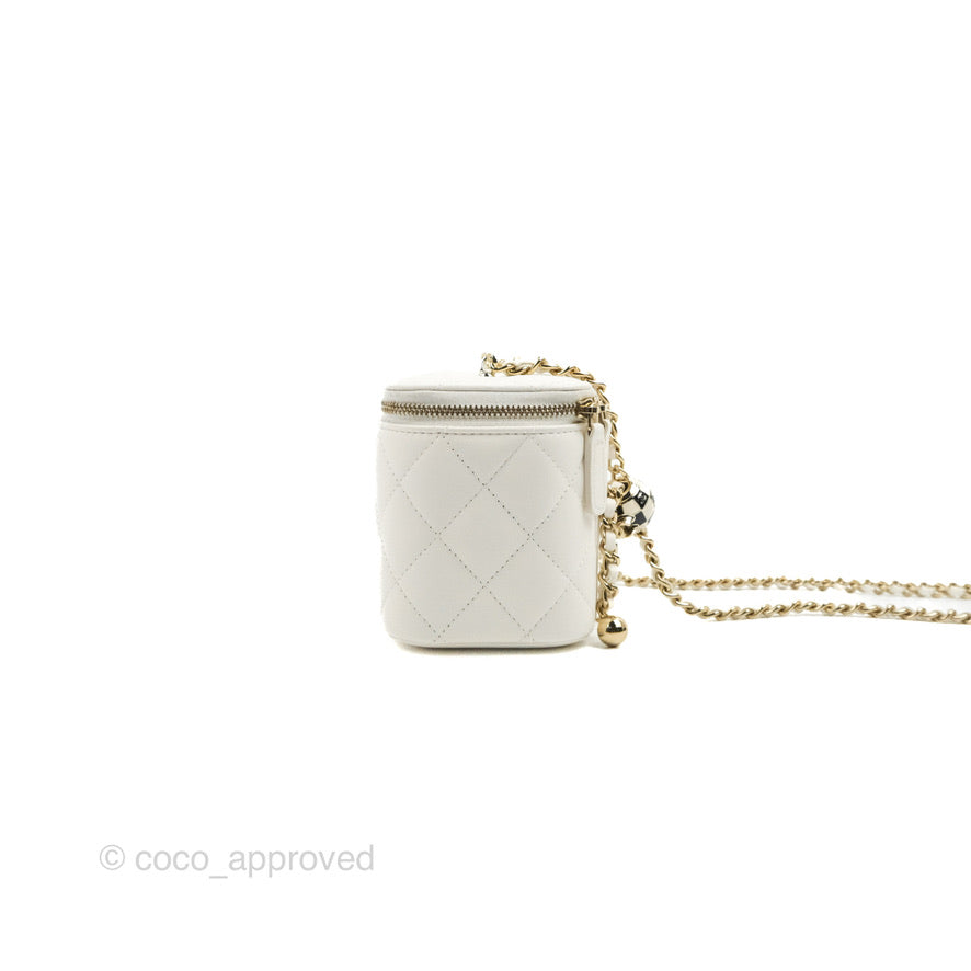 Chanel Ball Crush Vanity with Chain White Lambskin Gold Hardware