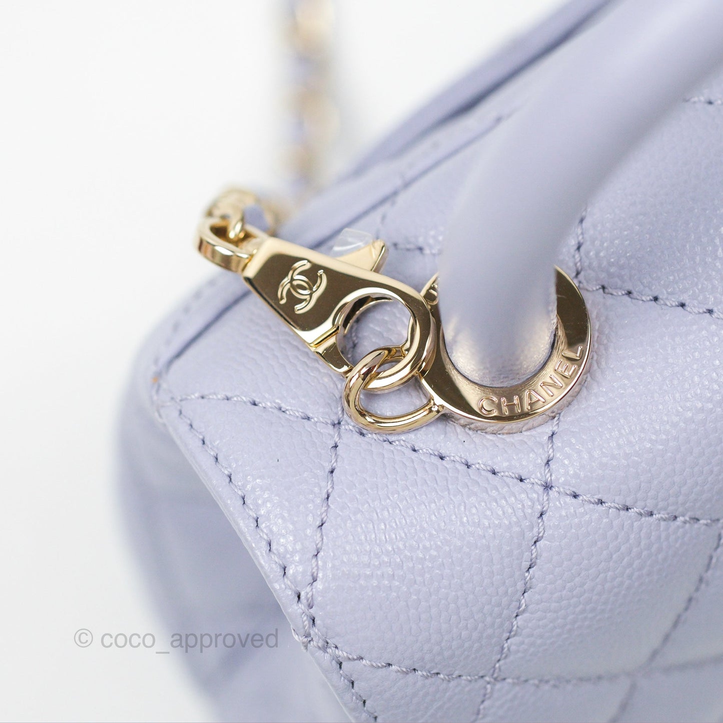 Chanel Mini Coco Handle Lilac Caviar Gold Hardware