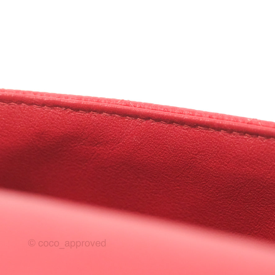 Chanel Quilted Mini Rectangular Flap Red Caviar Silver Hardware