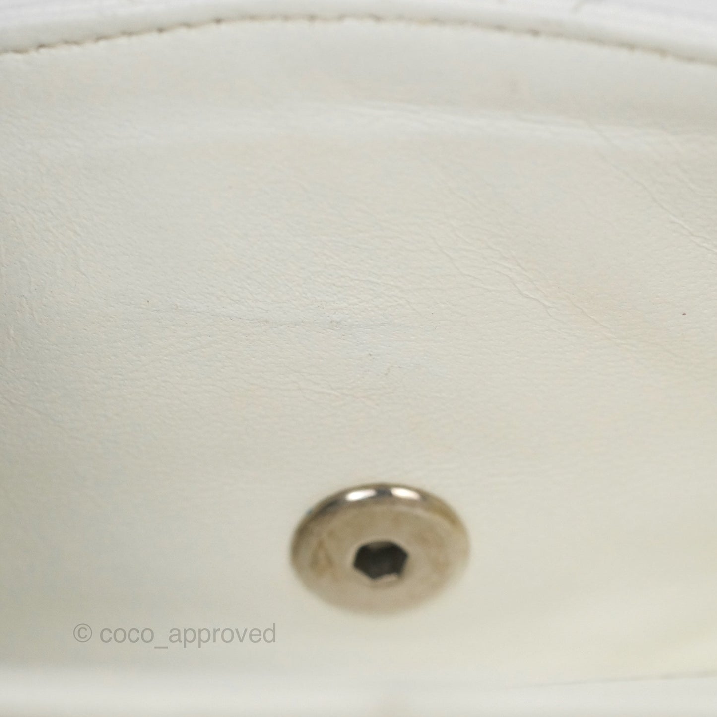 Chanel Classic M/L Medium Flap Quilted White Caviar Silver Hardware