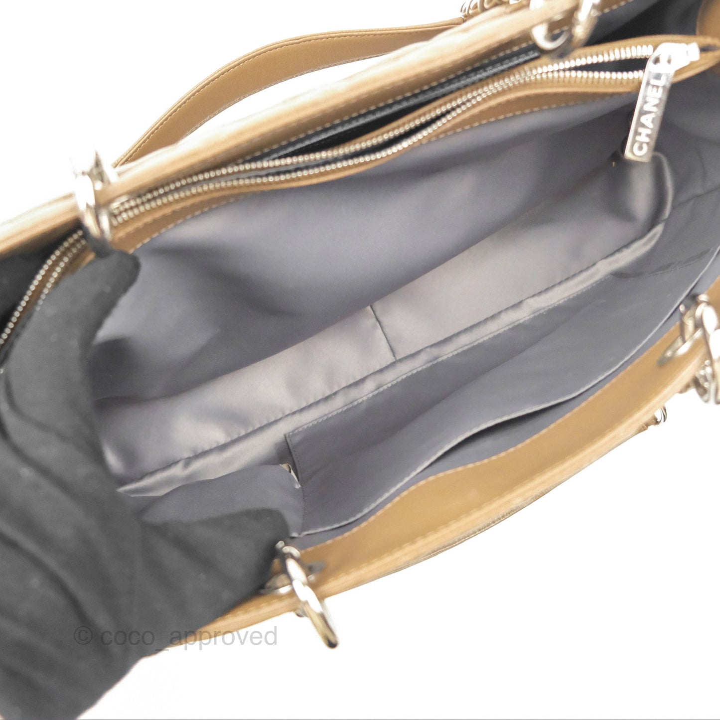 Chanel XL GST Brown Taupe Caviar Silver Hardware
