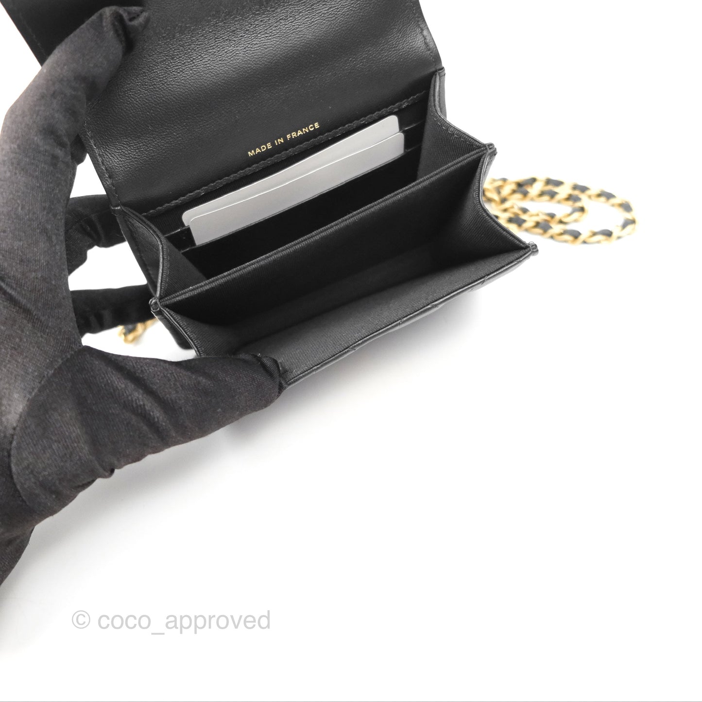 Chanel Top Handle Clutch With Chain Black Lambskin Aged Gold Hardware