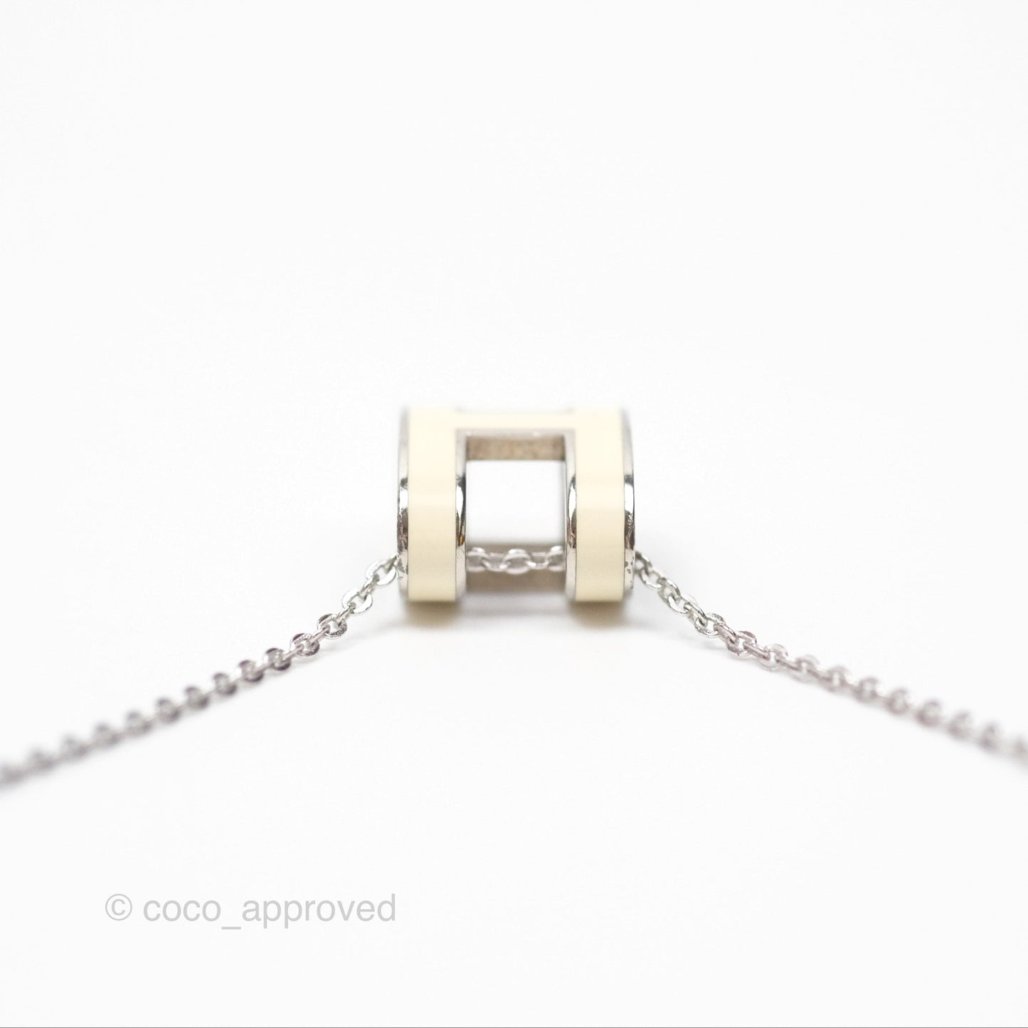 Hermès Pop H Pendant Necklace Blanc 01 Palladium Hardware