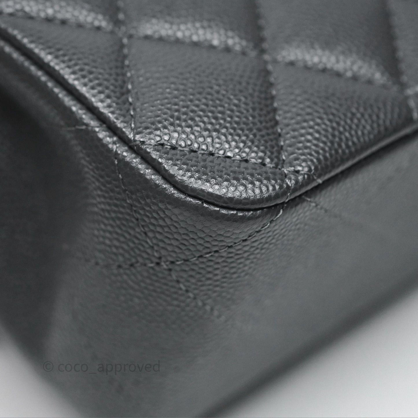Chanel Classic M/L Medium Flap Quilted Dark Grey Caviar Gold Hardware
