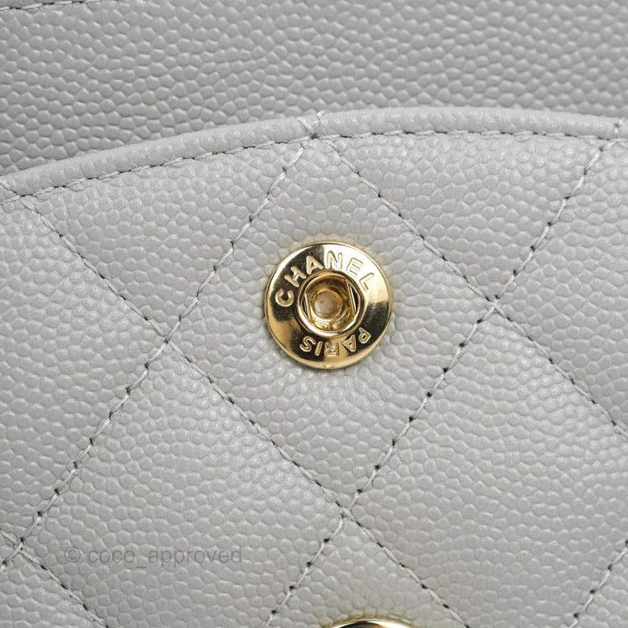 Chanel Classic Small S/M Quilted Flap Grey Caviar Gold Hardware 21A