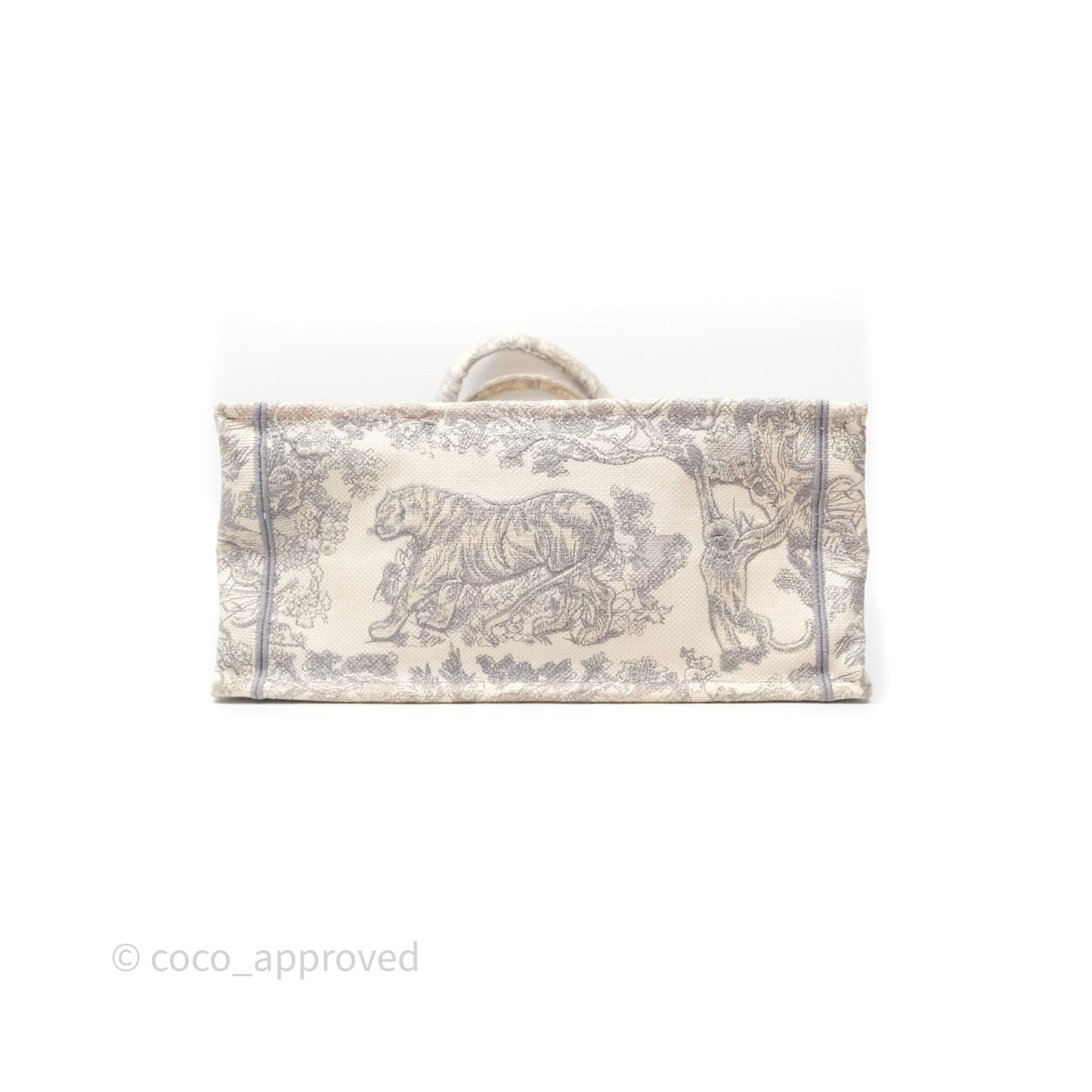 Christian Dior Medium (Old Small) Embroidered Toile De Jouy Light Grey Canvas Book Tote