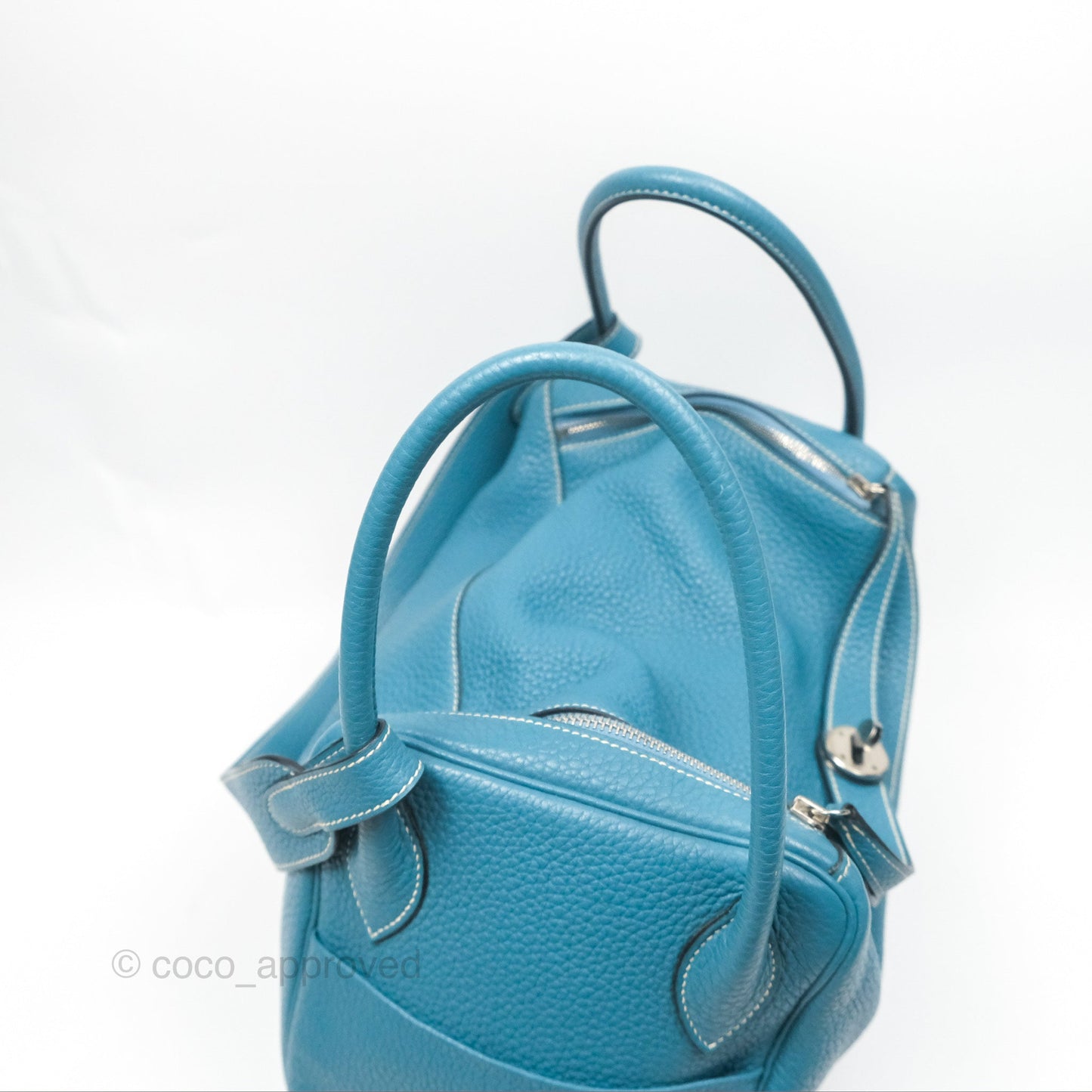 Hermès Lindy 34 Blue Jean Clemence Palladium Hardware