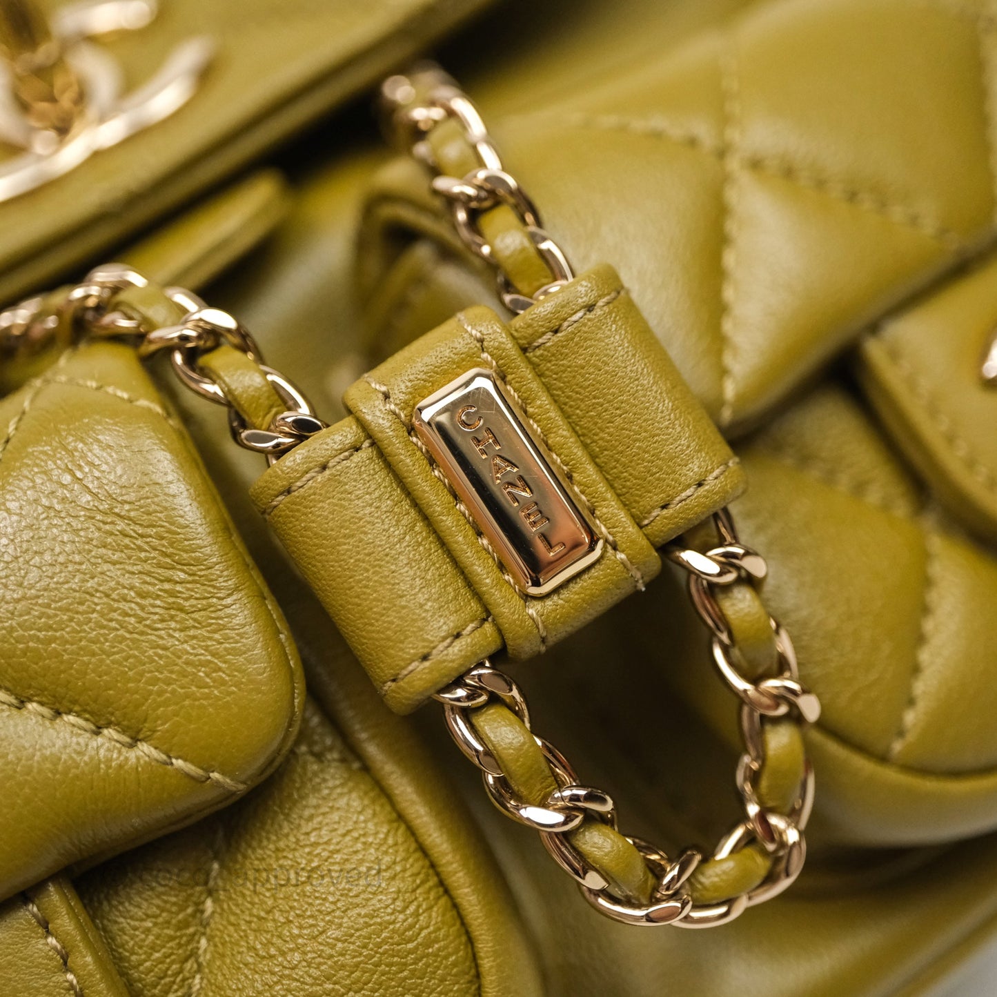 Chanel Mini Duma Backpack Olive Green Calfskin Gold Hardware