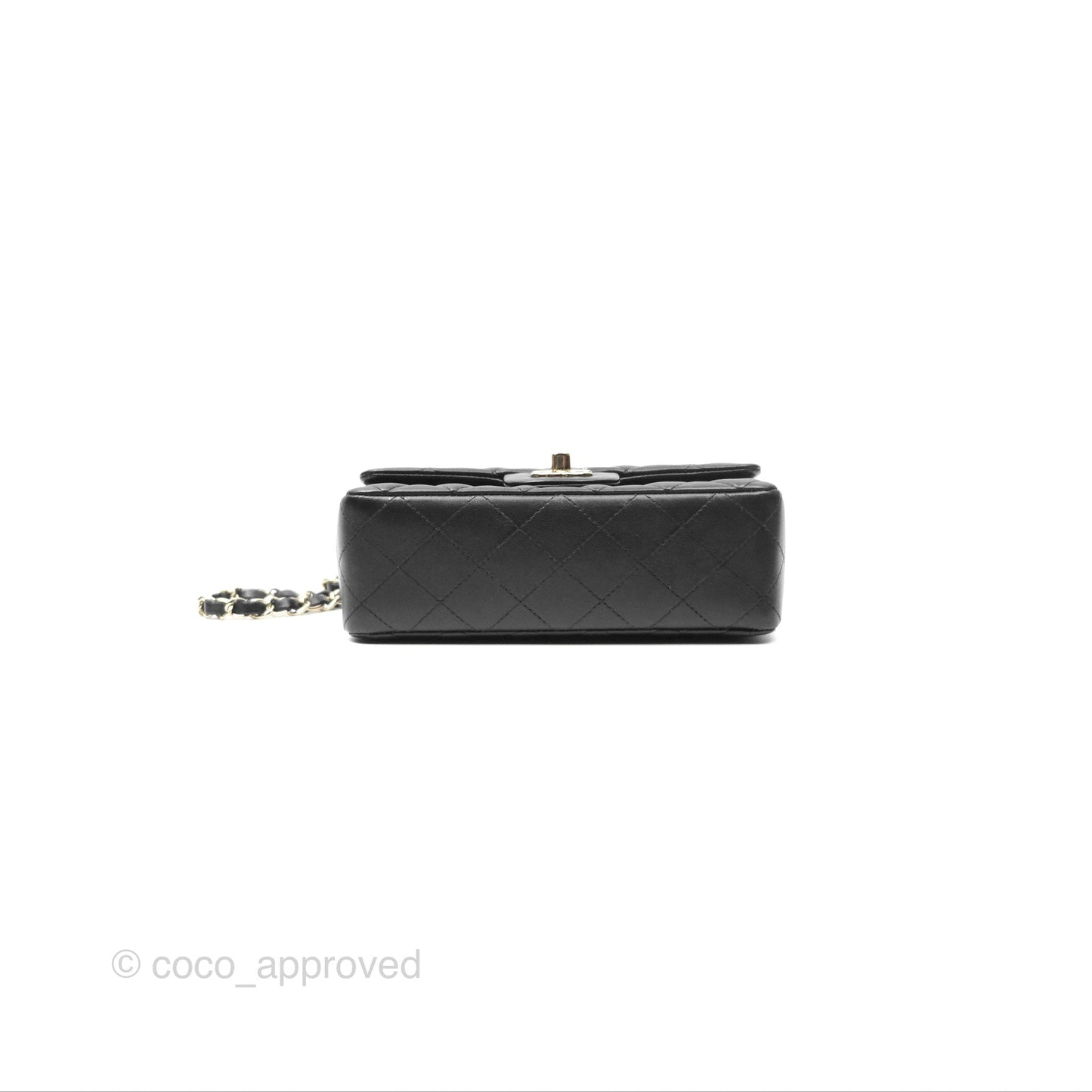 Chanel Mini Rectangular Quilted Black Lambskin Gold Hardware