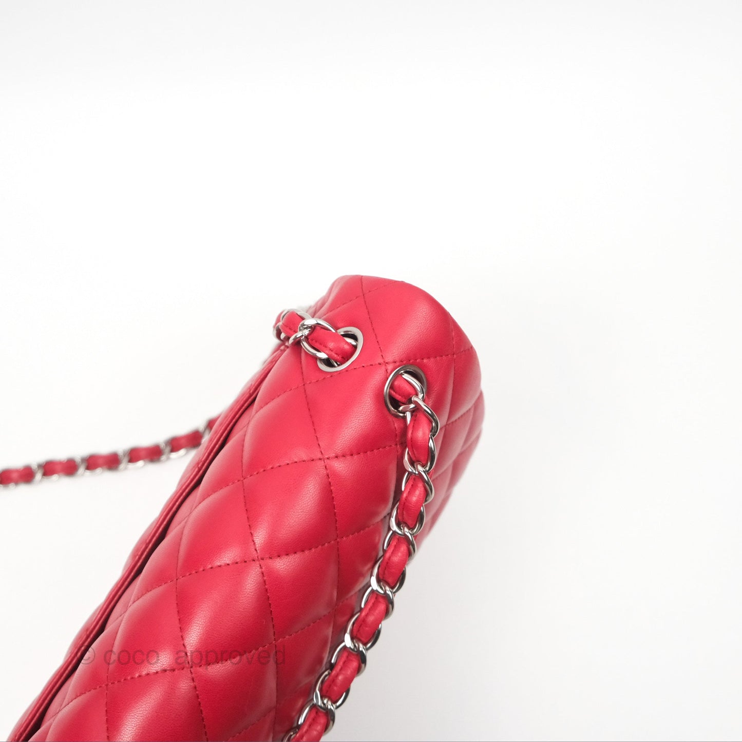 Chanel Jumbo Double Flap Red Lambskin Silver Hardware