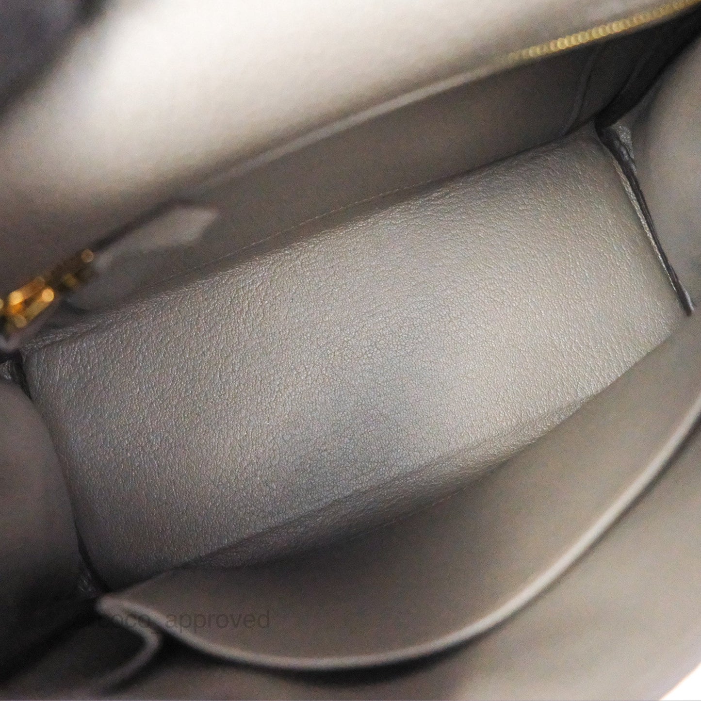 Hermès Kelly 25 Retourne Gris Etain 8F Togo Gold Hardware