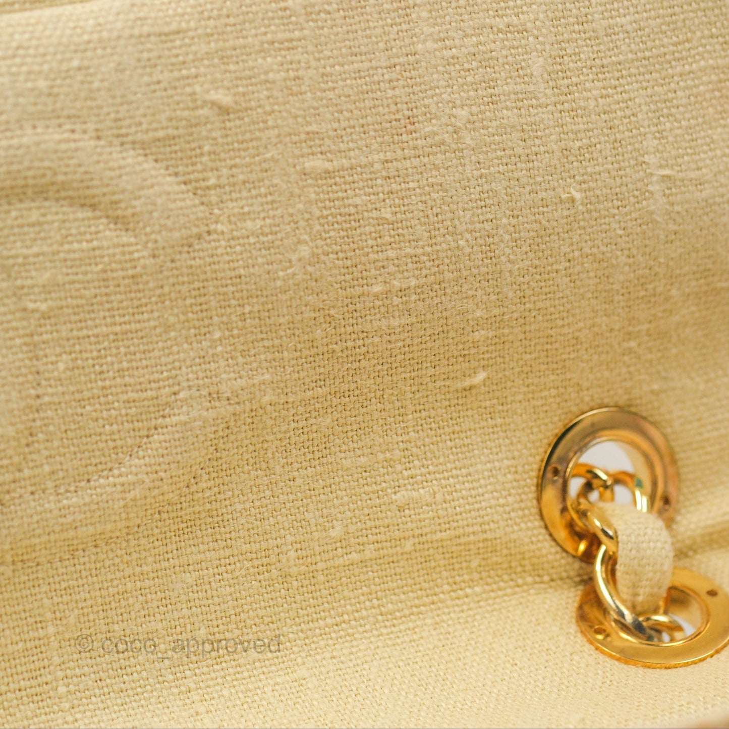 Chanel Vintage XL Jumbo Single Flap Beige Cotton Canvas 24K Gold Hardware