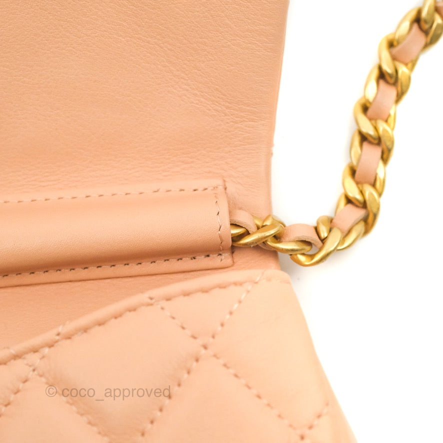 Chanel Clutch with Chain Beige Pink Calfskin Aged Gold Hardware