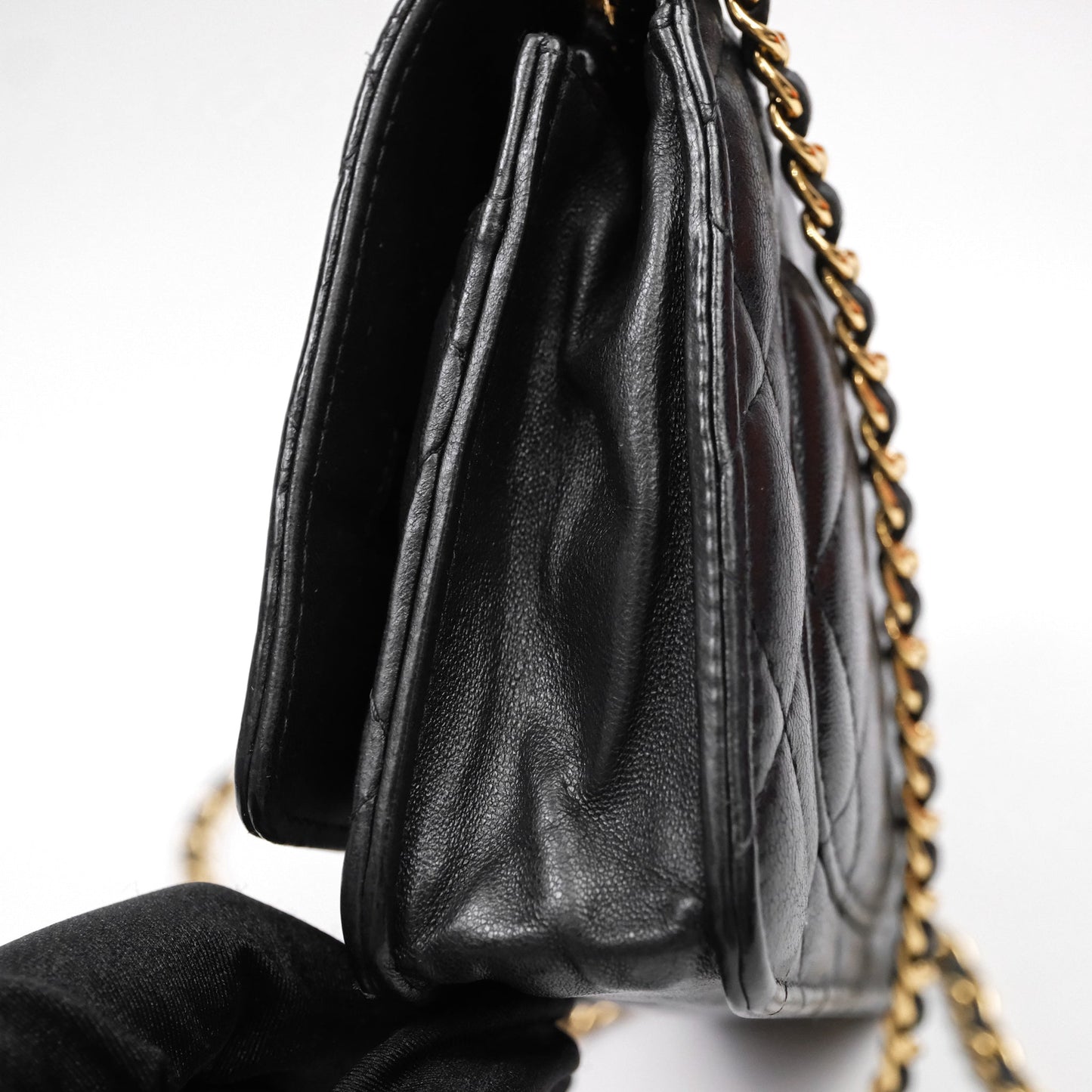 Chanel Classic WOC Wallet On Chain Quilted Black Lambskin Gold Hardware