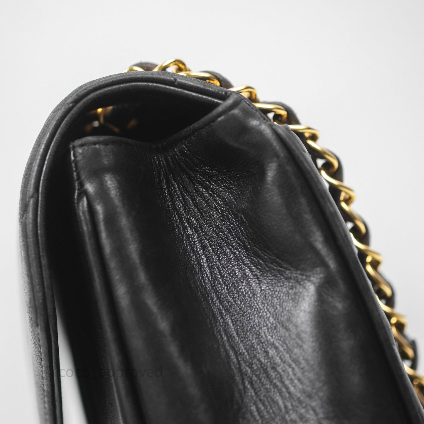 Chanel Vintage Chevron Envelope Flap Bag Black Lambskin 24K Gold Hardware