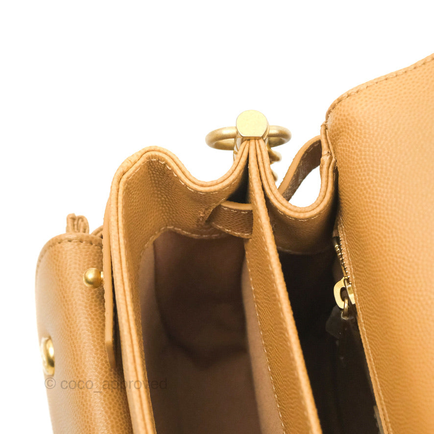Chanel Mini Messenger Bag Beige Caviar Gold Hardware 21K