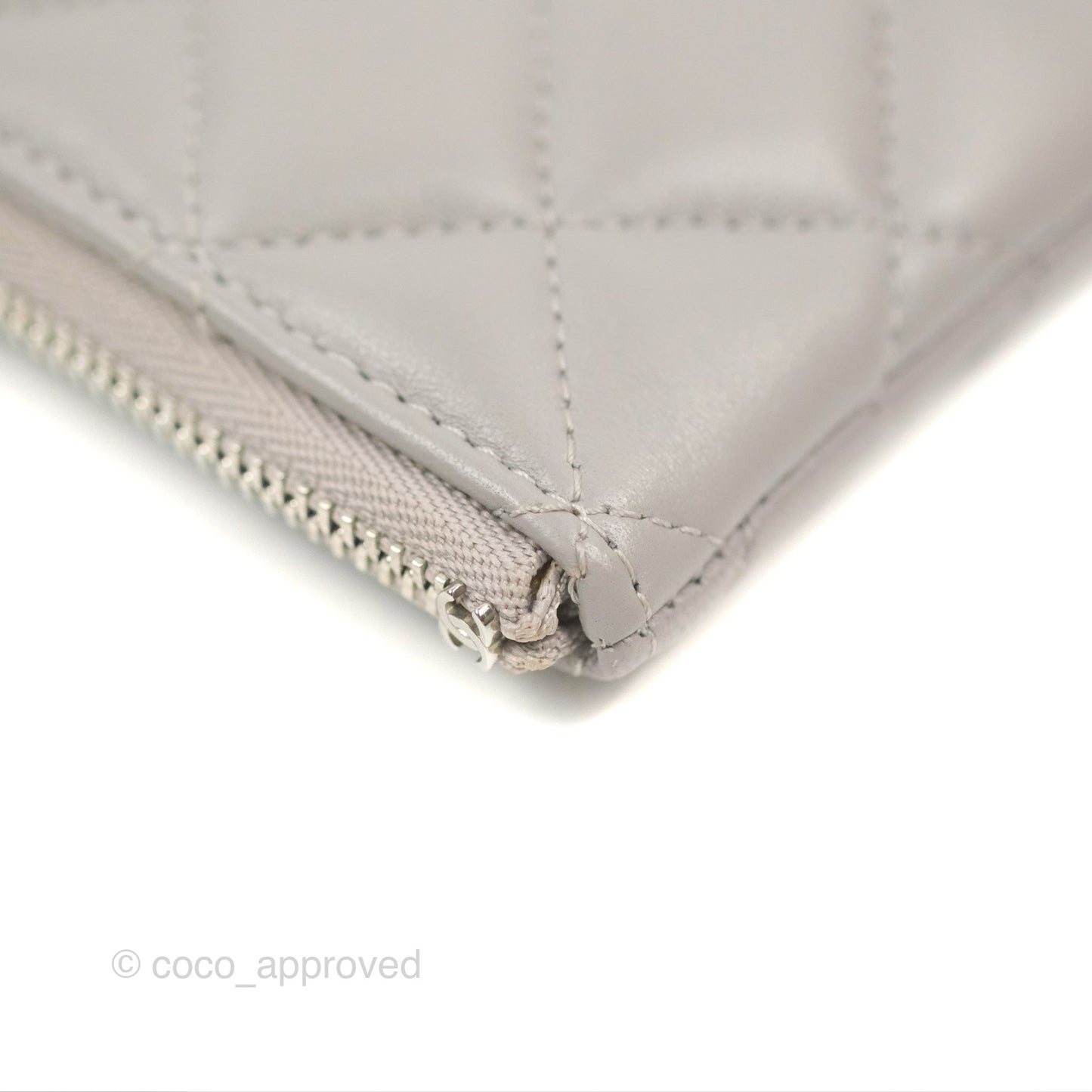 Chanel Quilted Small O Case Grey Lambskin Silver Hardware