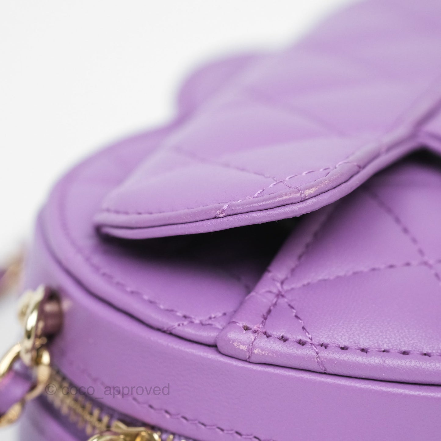 Chanel Small Heart Bag Purple Lambskin Gold Hardware 22S