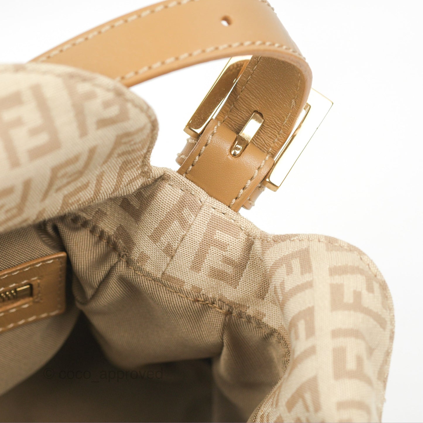 Fendi Vintage Baguette Shoulder Bag Beige Zucchino Canvas