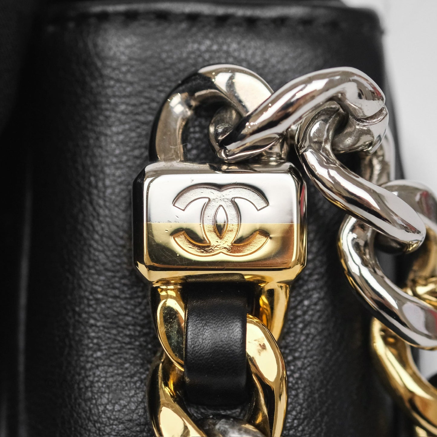 Chanel Small Precious Union Flap Black Calfskin Gold & Silver Hardware