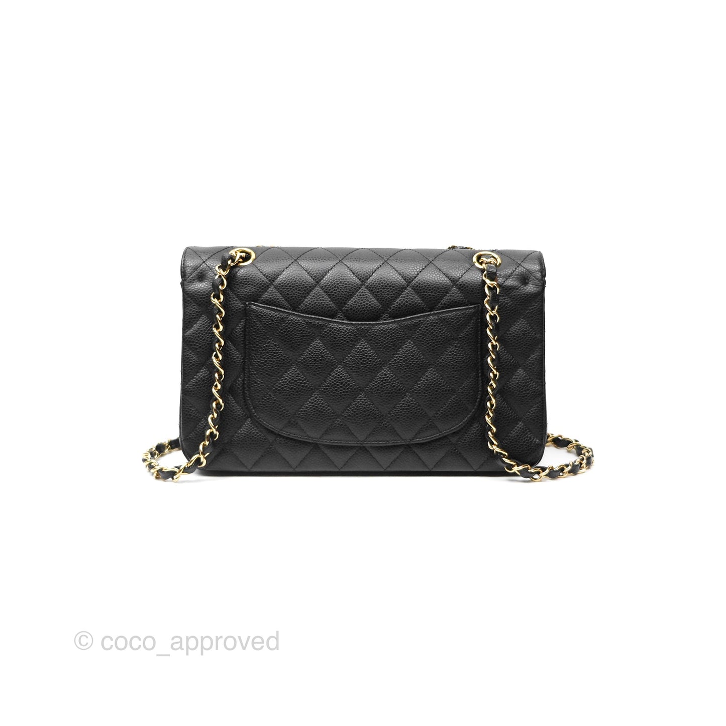 Chanel M/L Medium Classic Flap Quilted Black Caviar 24K Gold Hardware