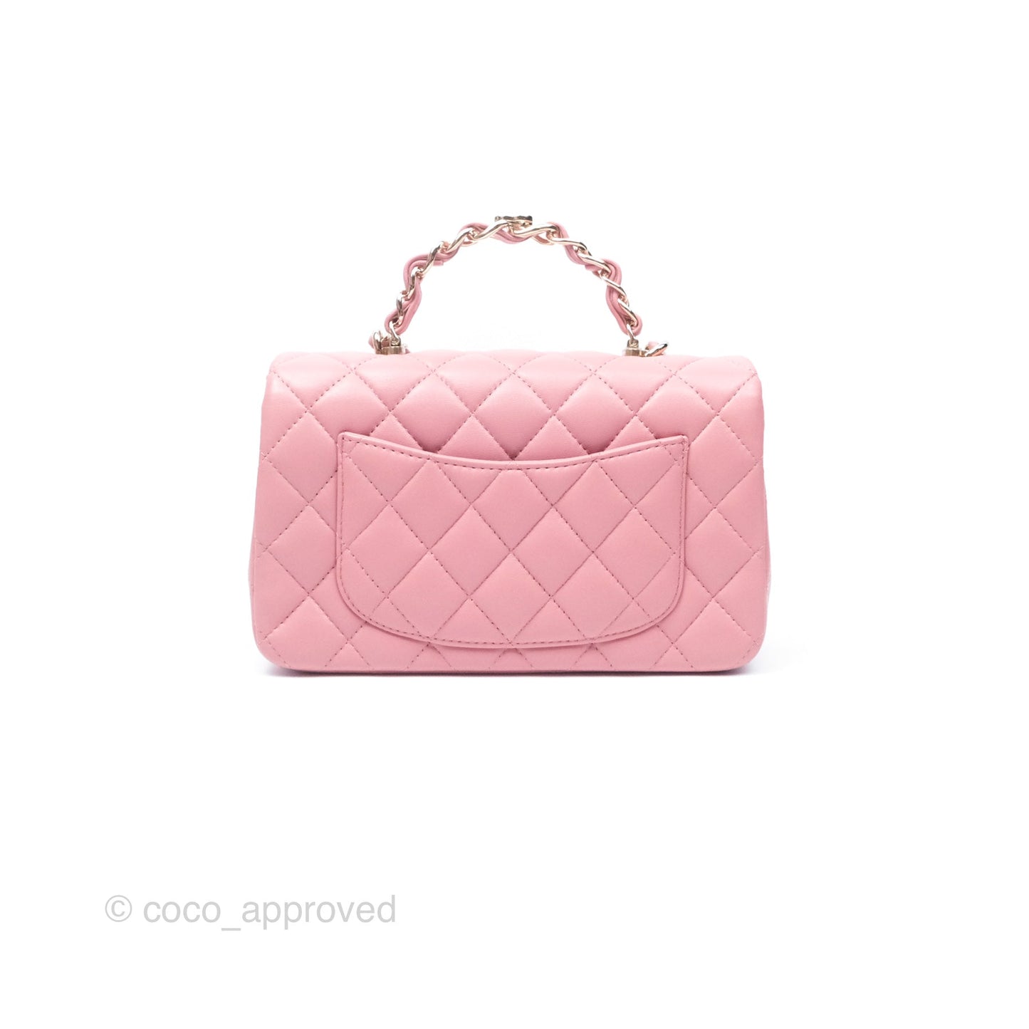 Chanel Top Handle Mini Rectangular Flap Bag Pink Lambskin Gold Hardware