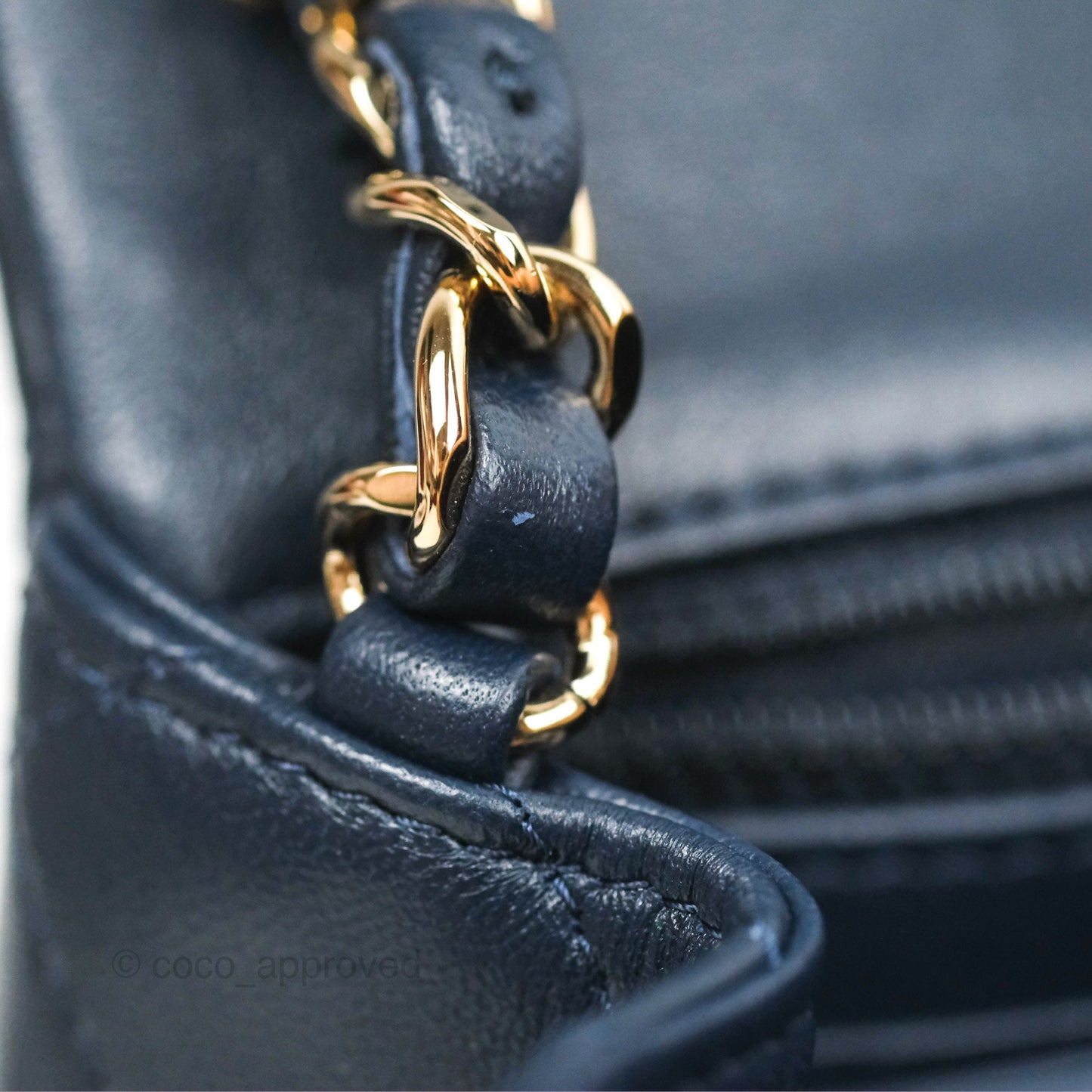Chanel Mini Square Quilted Navy Lambskin Gold Hardware