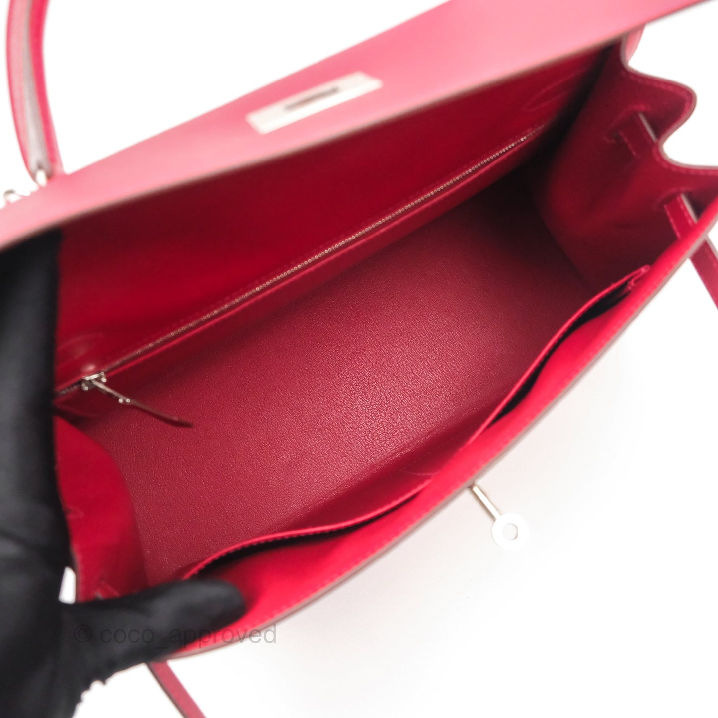 Hermès Kelly 32 Sellier Rouge Casaque Q5 Epsom Palladium Hardware