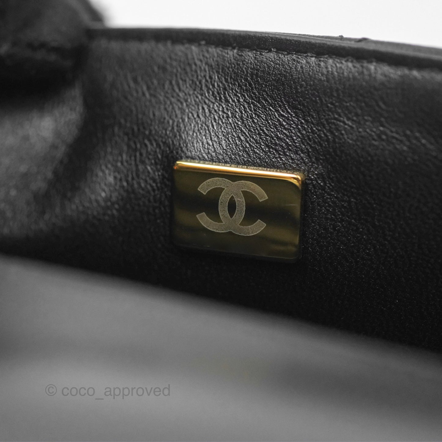 Chanel Top Handle Mini Rectangular Flap Bag Black Lambskin Gold Hardware