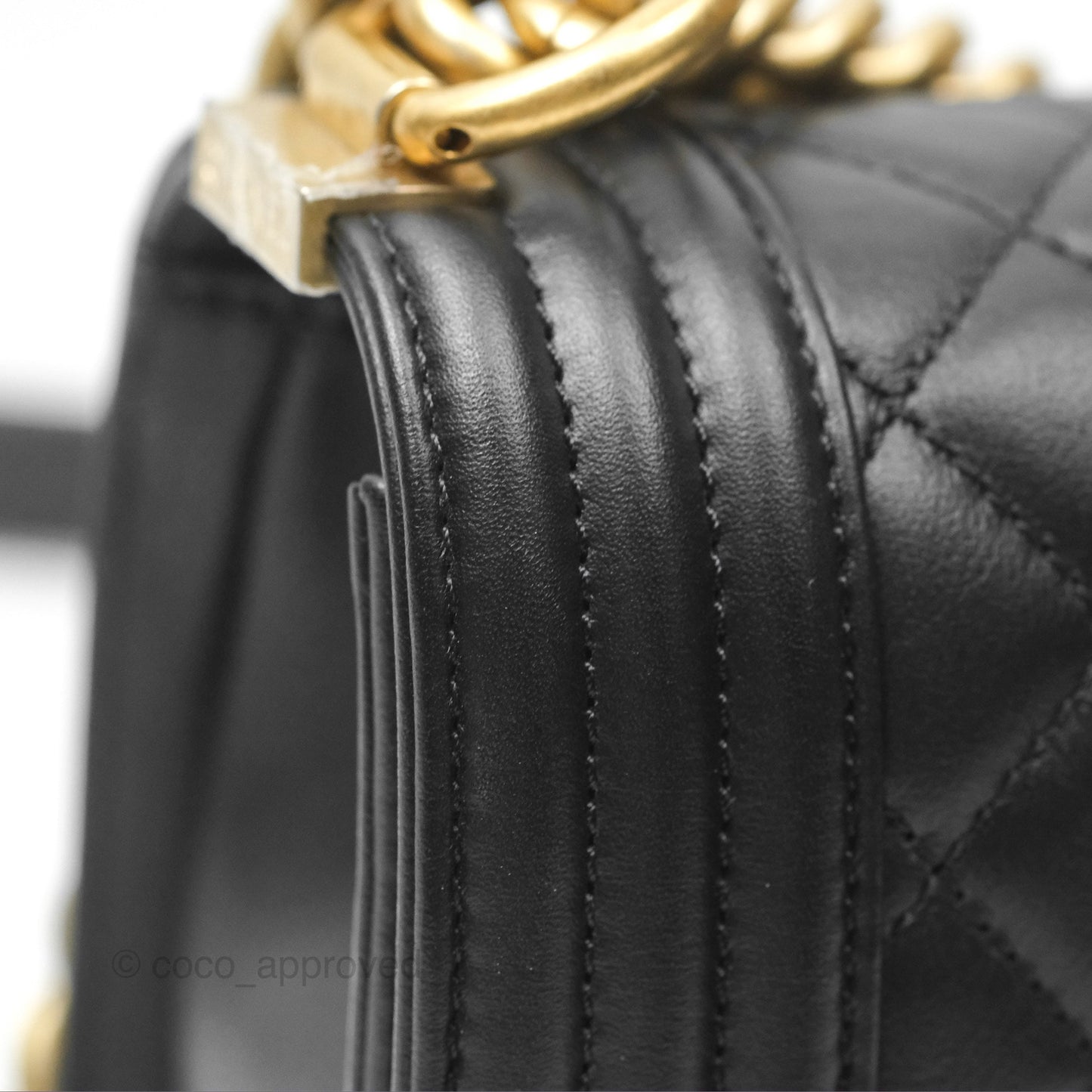 Chanel Small Boy Black Calfskin Gold Hardware