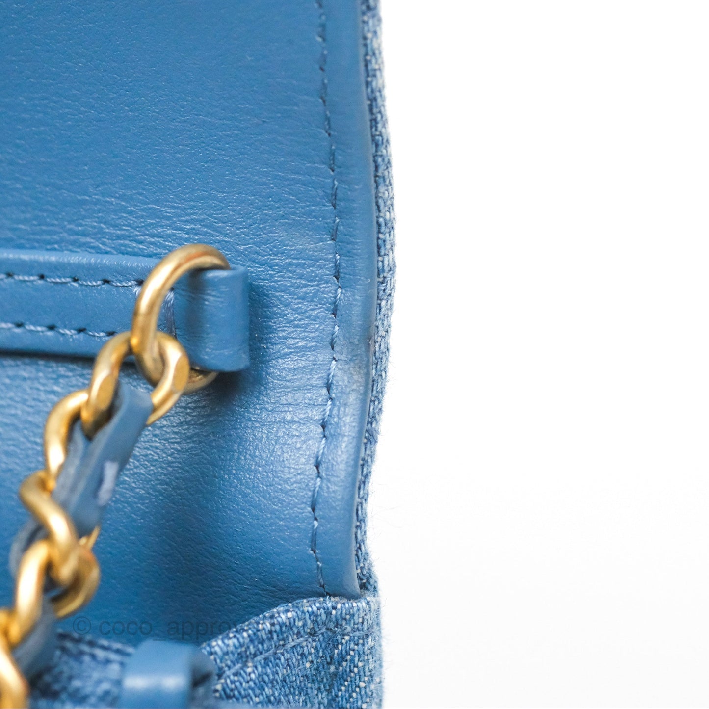 Chanel Quilted Pearl Crush Wallet on Chain WOC Denim Aged Gold Hardware