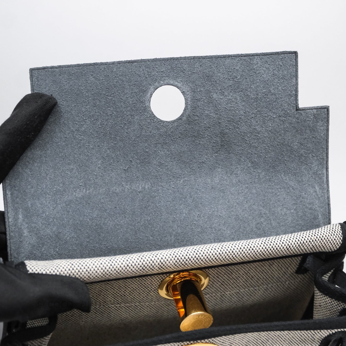 Hermès Herbag Zip 20 Mini Ecru-Noir Canvas Gold Hardware