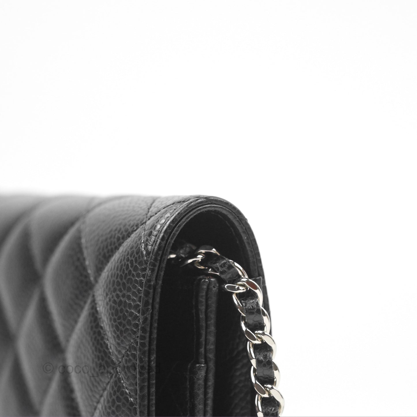 Chanel Quilted Classic Wallet On Chain WOC Black Caviar Silver Hardware