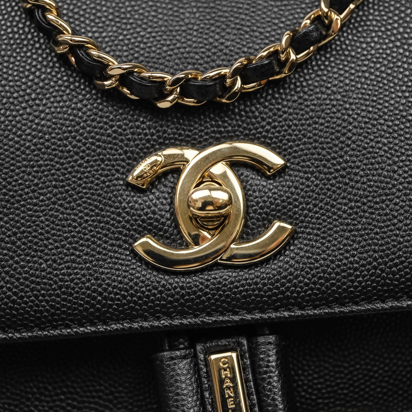 Chanel Quilted Business Affinity Backpack Black Caviar Gold Hardware