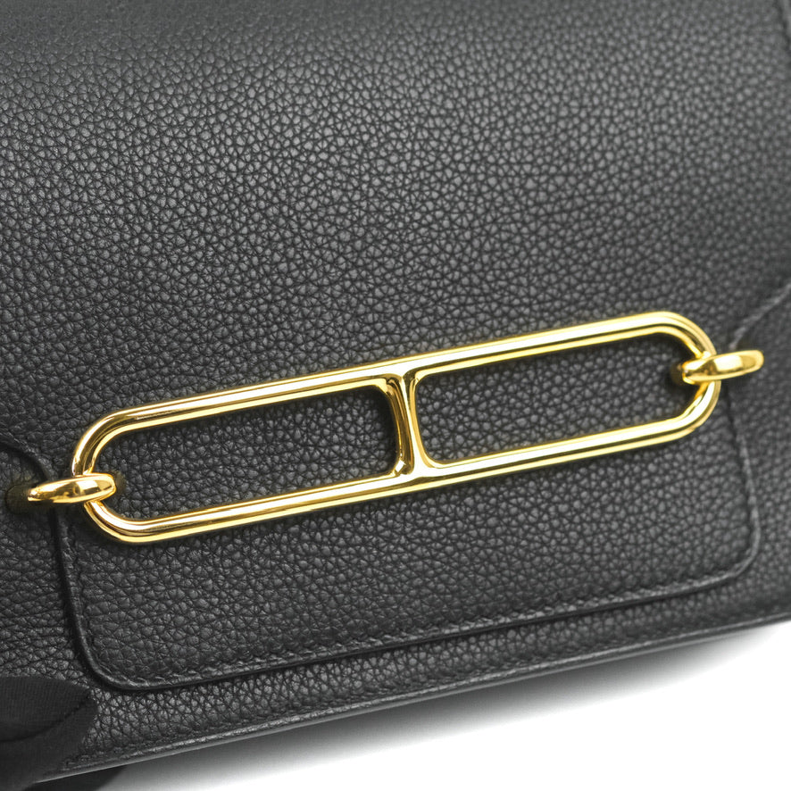 Hermès Roulis Mini 18 Black Clemence Gold Hardware