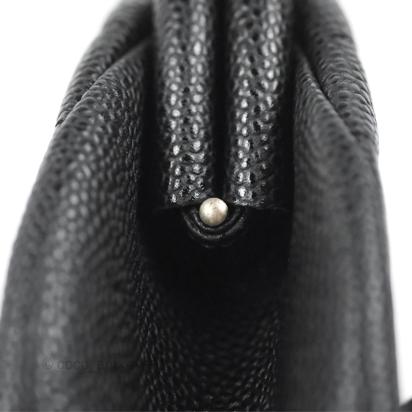 Chanel Quilted Timeless Kisslock Clutch Black Caviar Silver Hardware