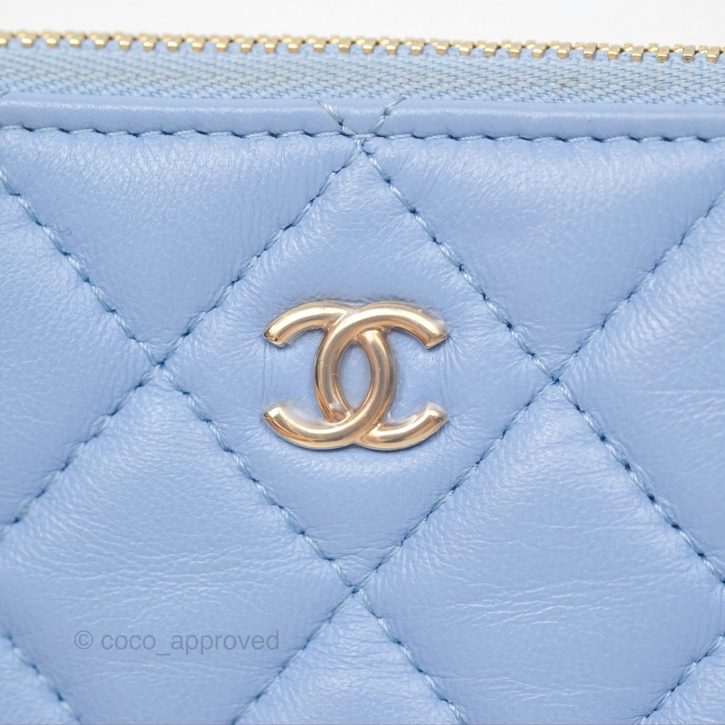 Chanel Quilted Mini O Case Blue Lambskin Gold Hardware