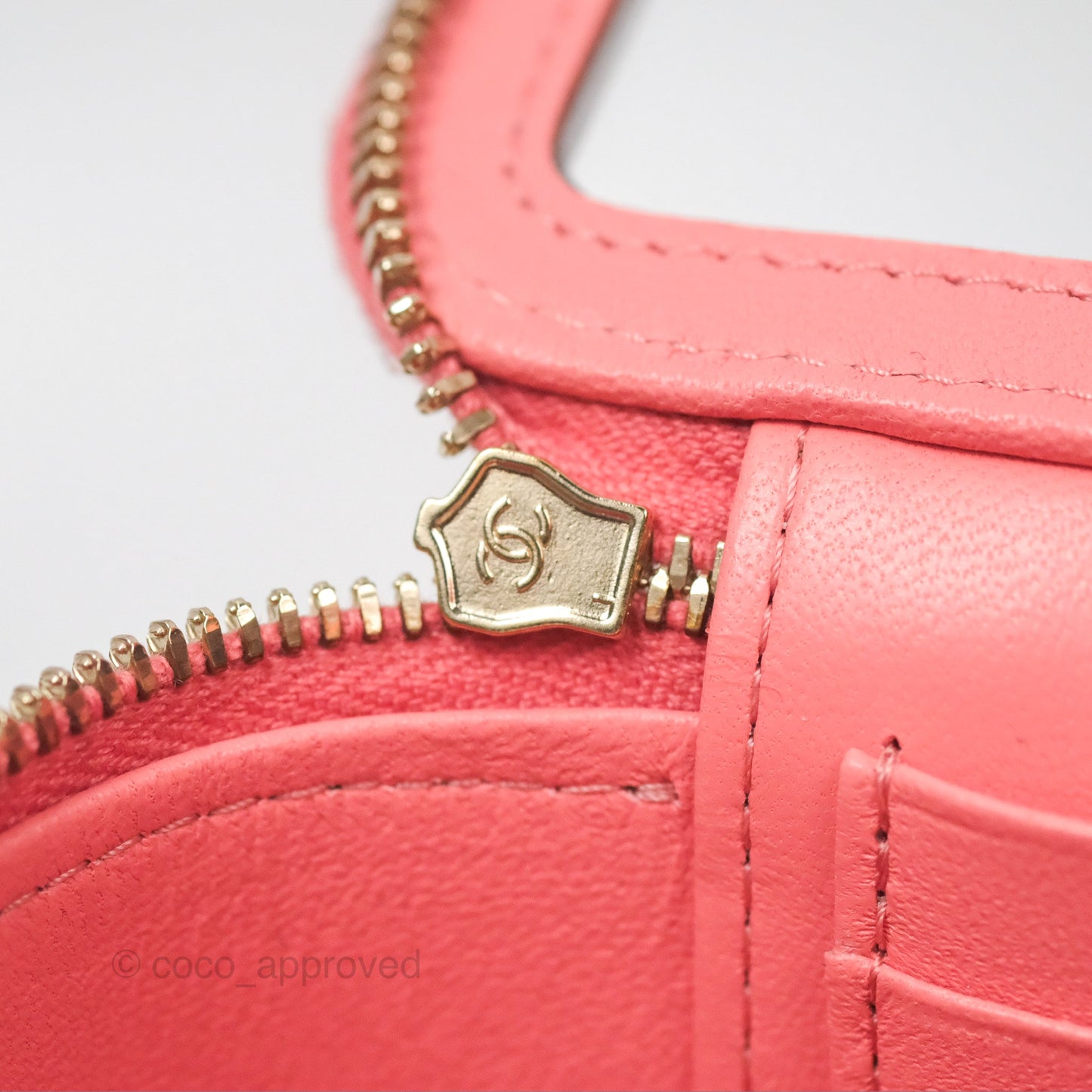 Chanel Vanity Rectangular Top Handle Pink Lambskin Gold Hardware