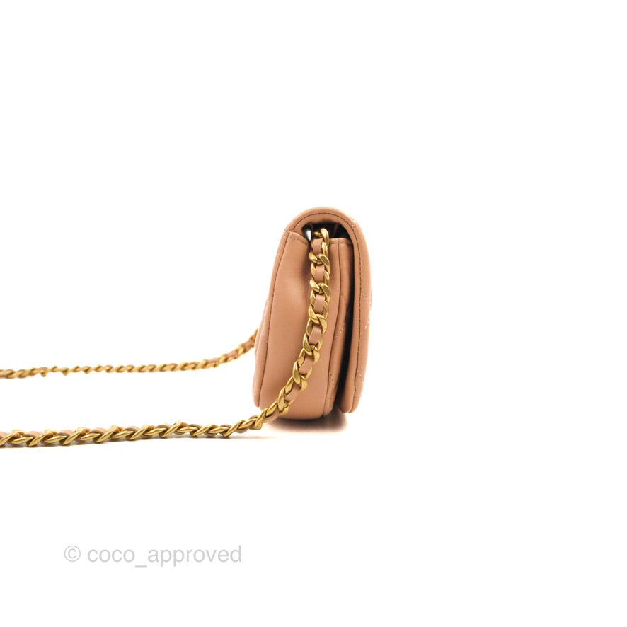 Chanel Clutch with Chain Beige Pink Calfskin Aged Gold Hardware