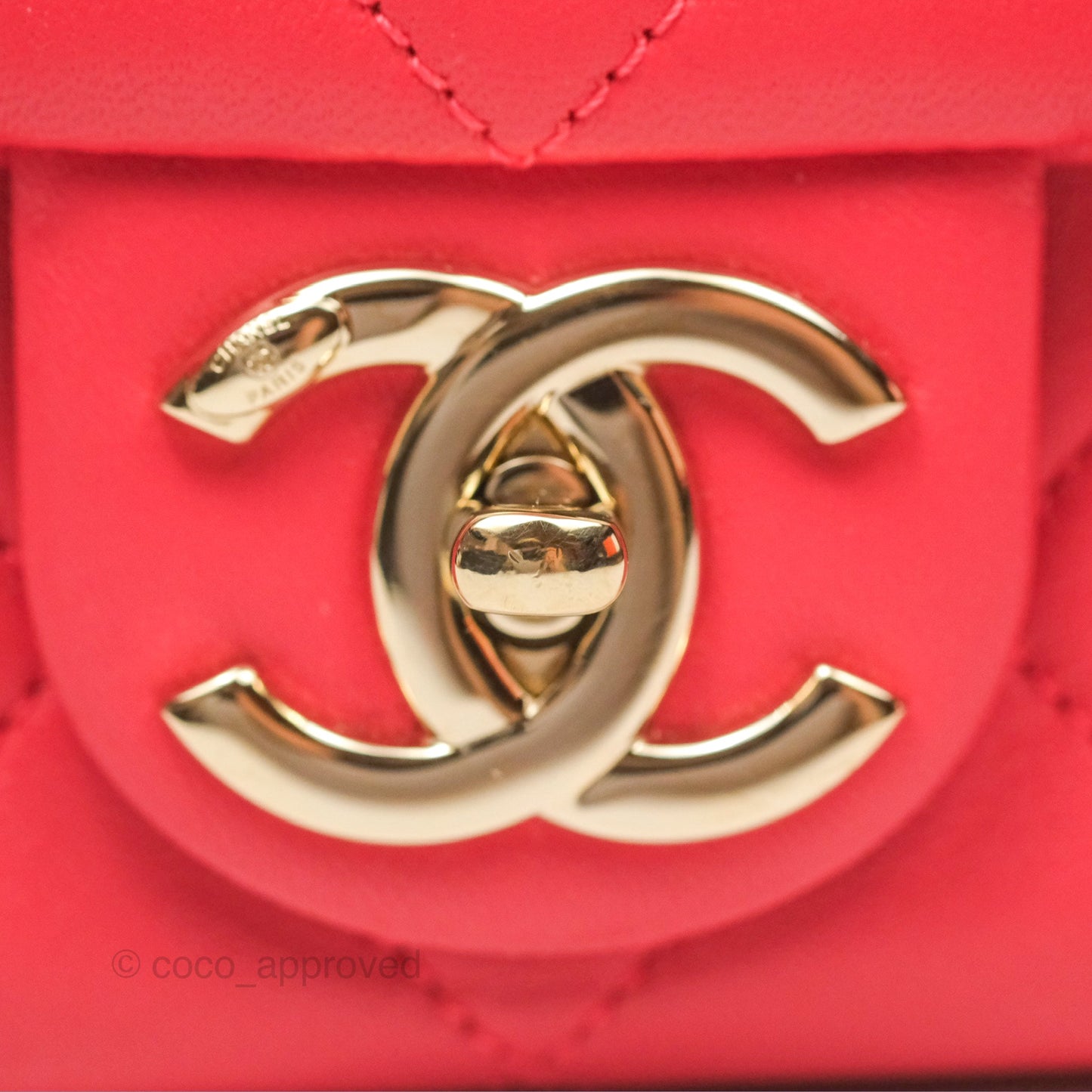 Chanel Quilted Resin Bi-Color Chain Flap Bag Dark Pink Lambskin