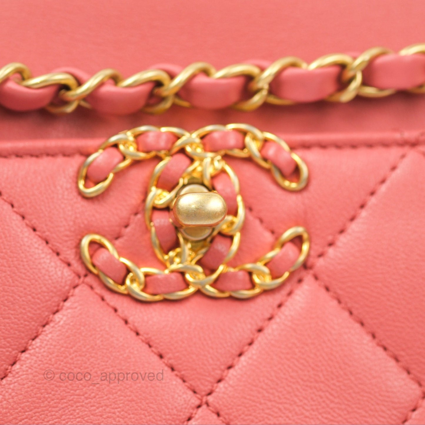 Chanel Chain Infinity Camera Case Pink Goatskin Aged Gold Hardware